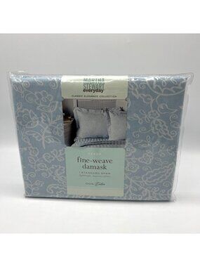 Martha Stewart Everyday Pillow Sham Fine Weave Damask Vine Blue White Kmart